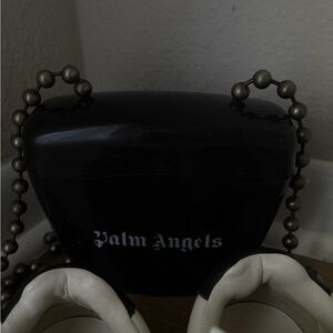 Palm Angels Black Beaded Bag with Chain Detail
